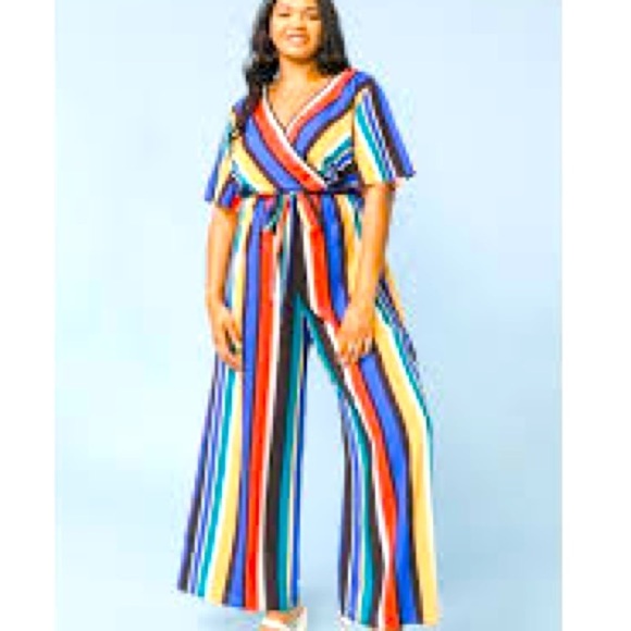 Anthropologie Pants - Anthro’s Flying Tomato, Vibrant Striped Jumpsuit, Belted, Excellent Condition,M